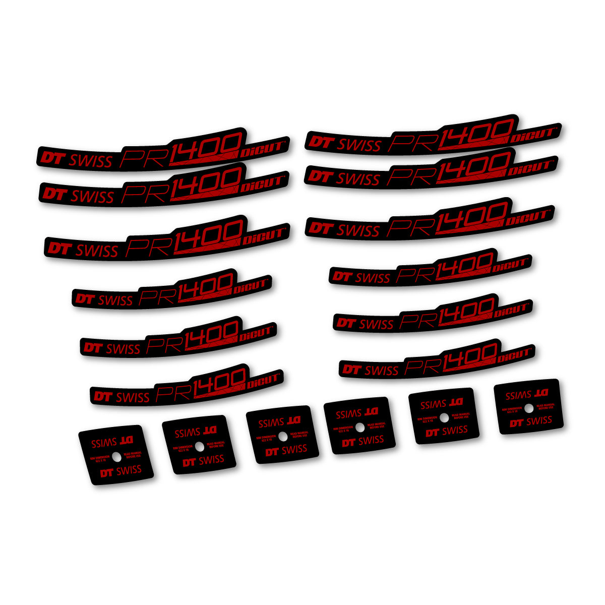 Vinyl Decals for DT Swiss PR 1400 21 2018-2026 Road Wheel 21mm - Dark Red