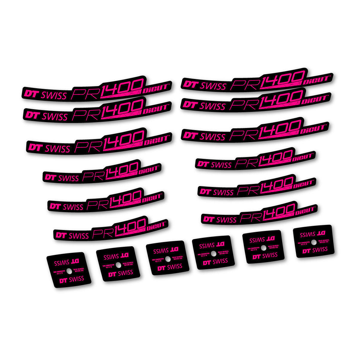 Vinyl Decals for DT Swiss PR 1400 21 2018-2026 Road Wheel 21mm - Fuchsia