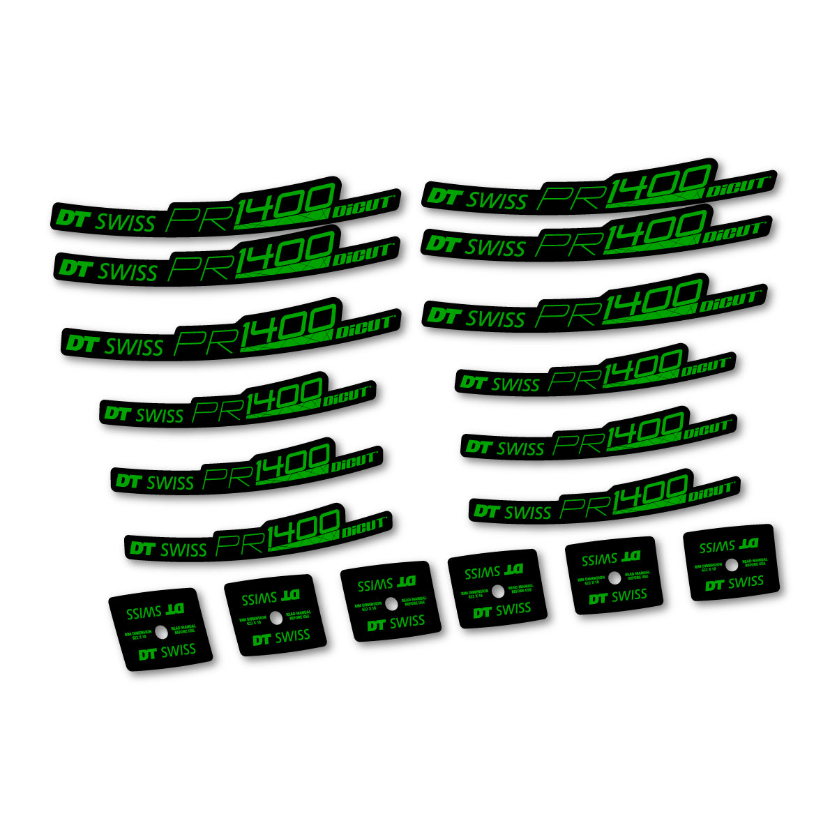 Vinyl Decals for DT Swiss PR 1400 21 2018-2026 Road Wheel 21mm - Green