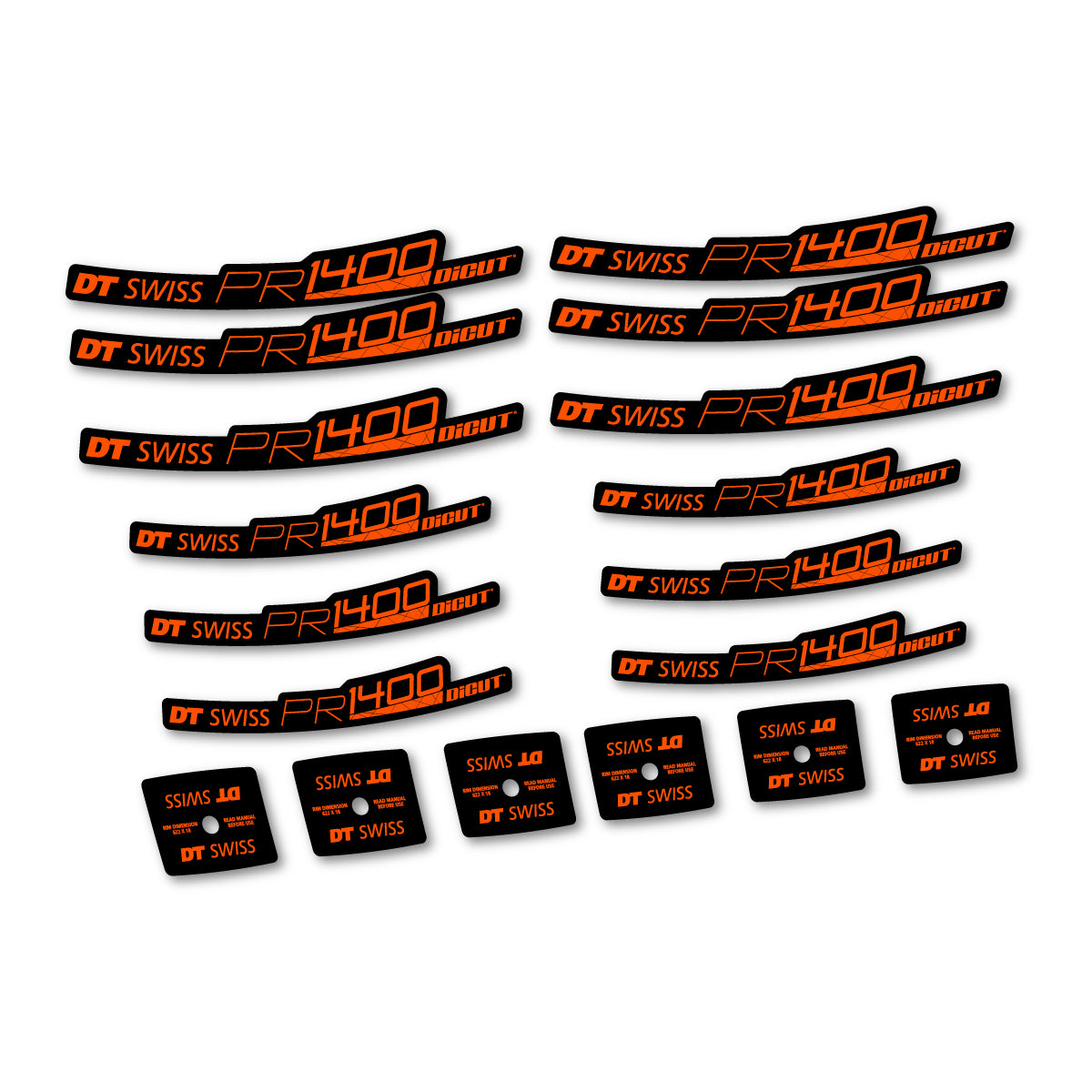 Vinyl Decals for DT Swiss PR 1400 21 2018-2026 Road Wheel 21mm - Orange