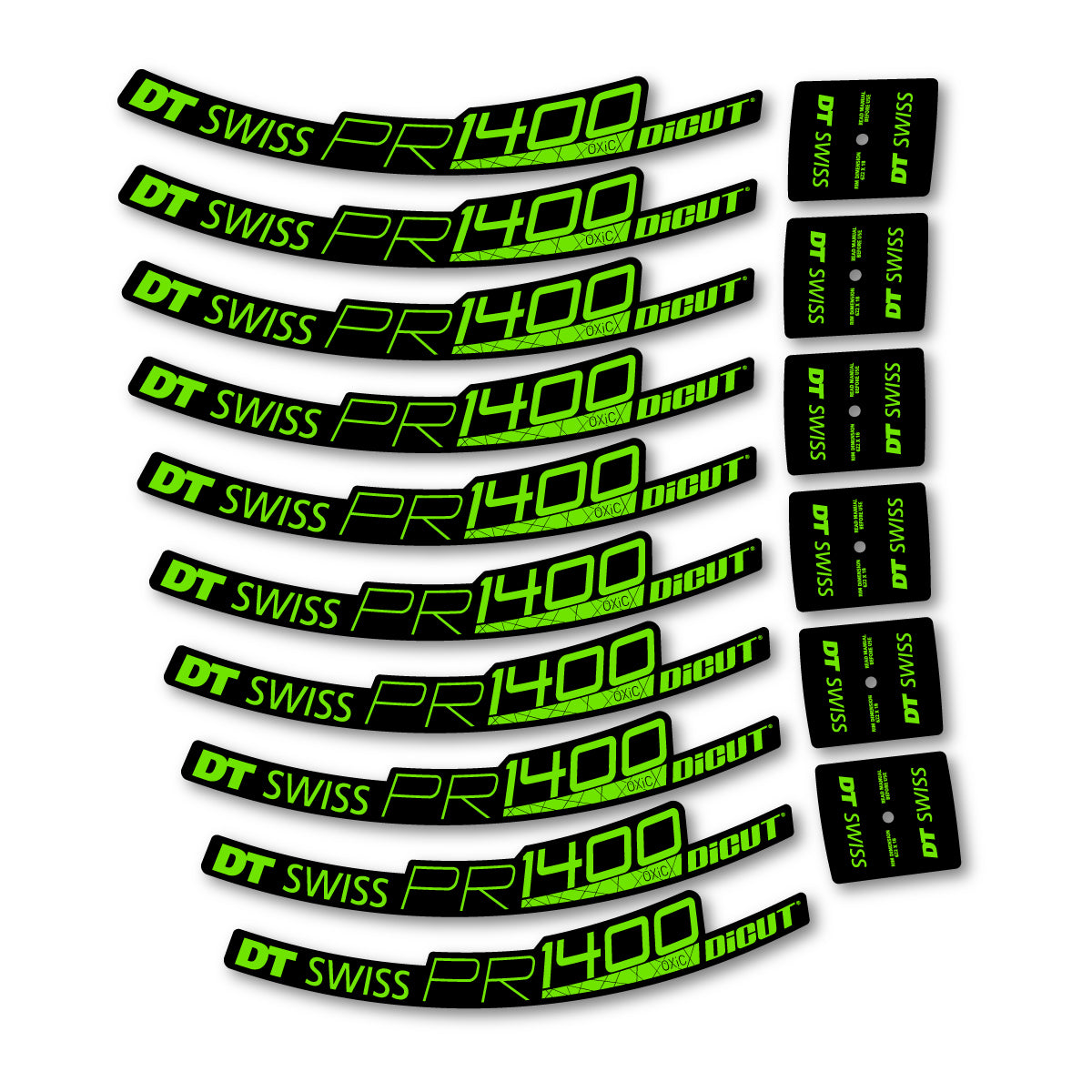 Vinyl Decals for DT Swiss PR 1400 32 2018-2026 Road Wheel 32mm - Apple Green