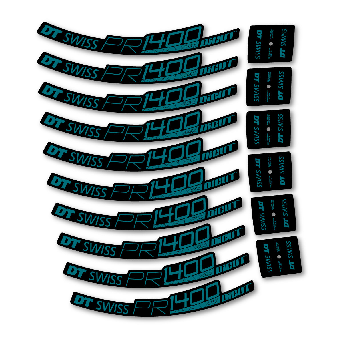 Vinyl Decals for DT Swiss PR 1400 32 2018-2026 Road Wheel 32mm - Dark Turquoise