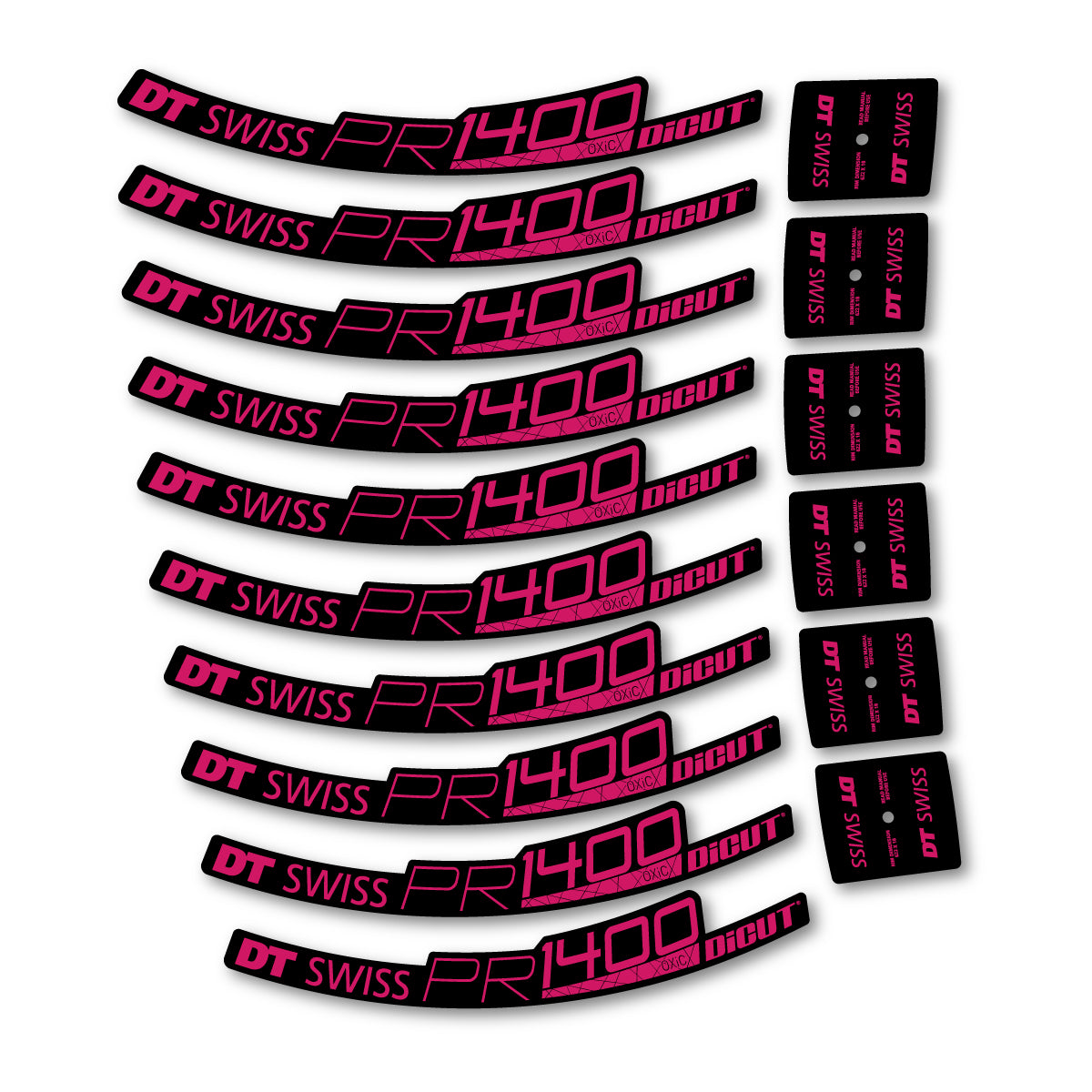 Vinyl Decals for DT Swiss PR 1400 32 2018-2026 Road Wheel 32mm - Dark Pink