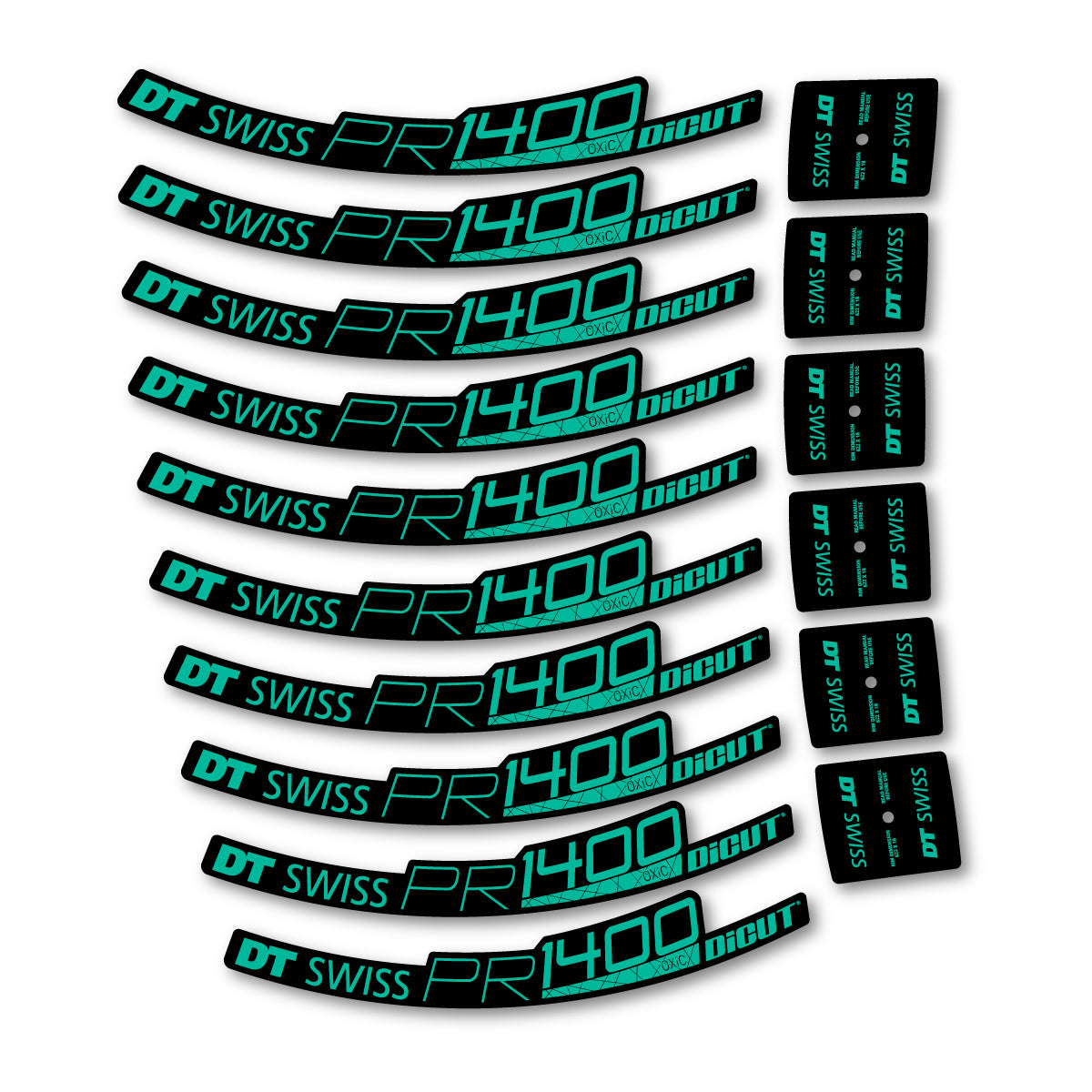 Vinyl Decals for DT Swiss PR 1400 32 2018-2026 Road Wheel 32mm - Green Turquoise