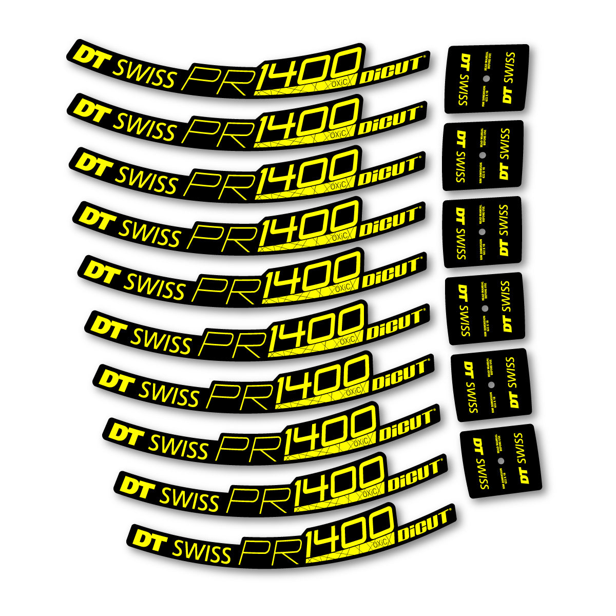 Vinyl Decals for DT Swiss PR 1400 32 2018-2026 Road Wheel 32mm - Lemon Yellow