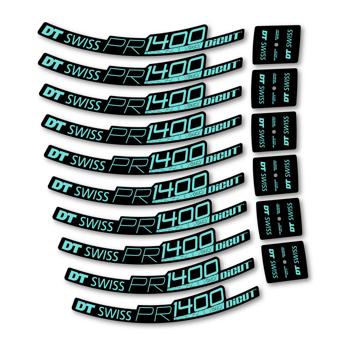 Vinyl Decals for DT Swiss PR 1400 32 2018-2026 Road Wheel 32mm - Blue Green