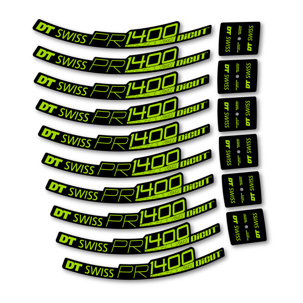 Vinyl Decals for DT Swiss PR 1400 32 2018-2026 Road Wheel 32mm - Lime Green