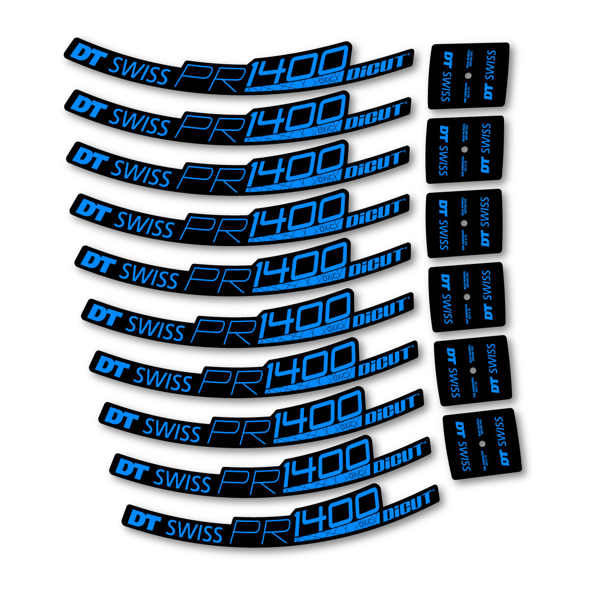 Vinyl Decals for DT Swiss PR 1400 32 2018-2026 Road Wheel 32mm - Luminous Cyan