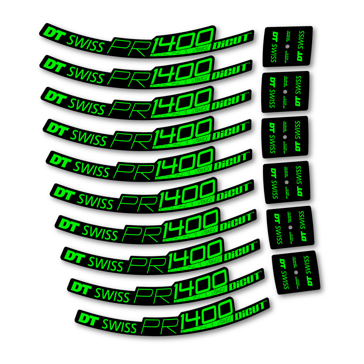 Vinyl Decals for DT Swiss PR 1400 32 2018-2026 Road Wheel 32mm - Neon Green