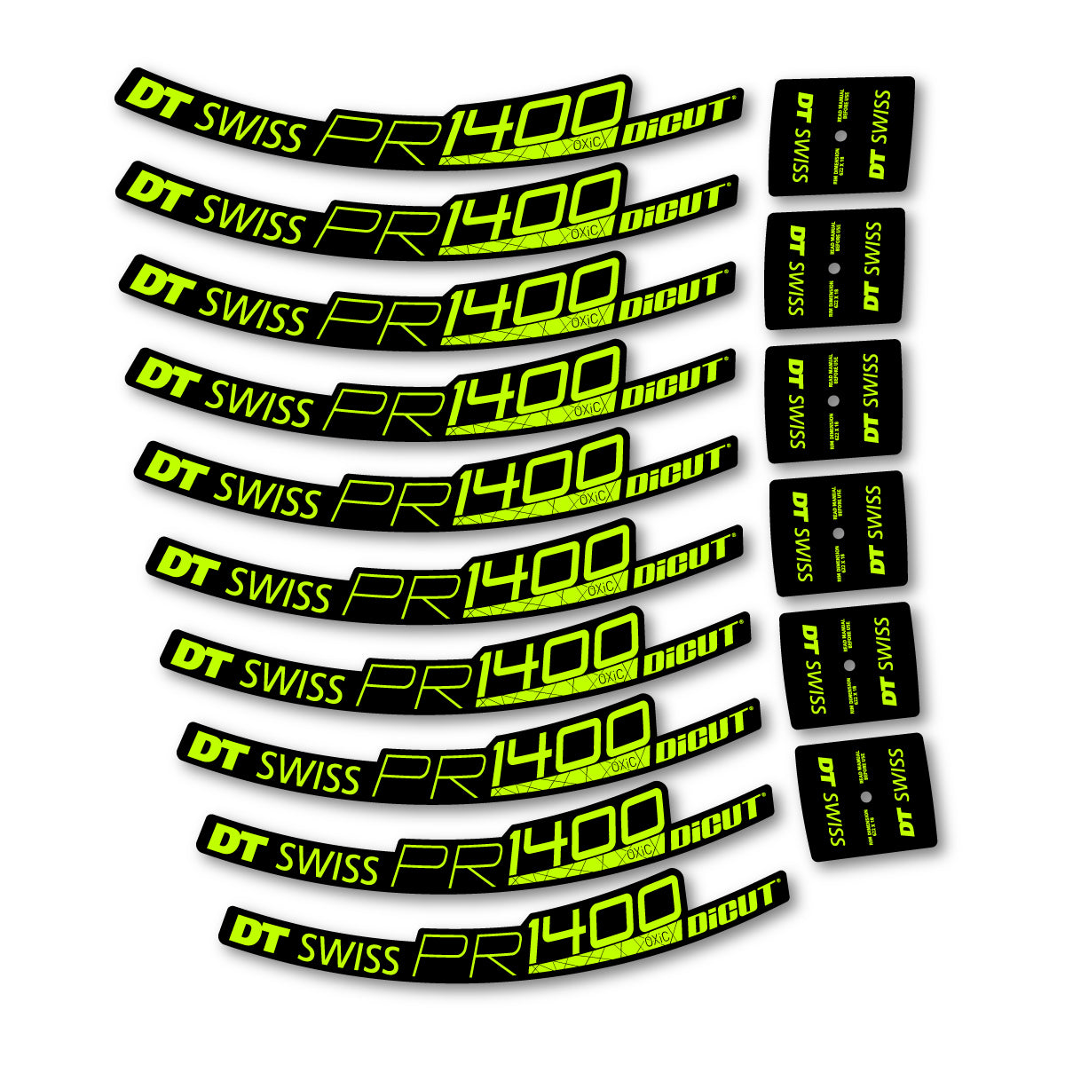 Vinyl Decals for DT Swiss PR 1400 32 2018-2026 Road Wheel 32mm - Lime Neon