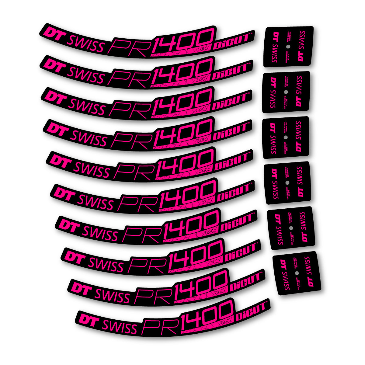 Vinyl Decals for DT Swiss PR 1400 32 2018-2026 Road Wheel 32mm - Neon Pink
