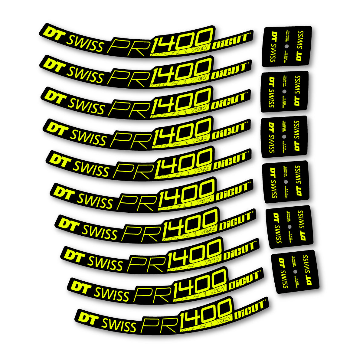 Vinyl Decals for DT Swiss PR 1400 32 2018-2026 Road Wheel 32mm - Neon Yellow