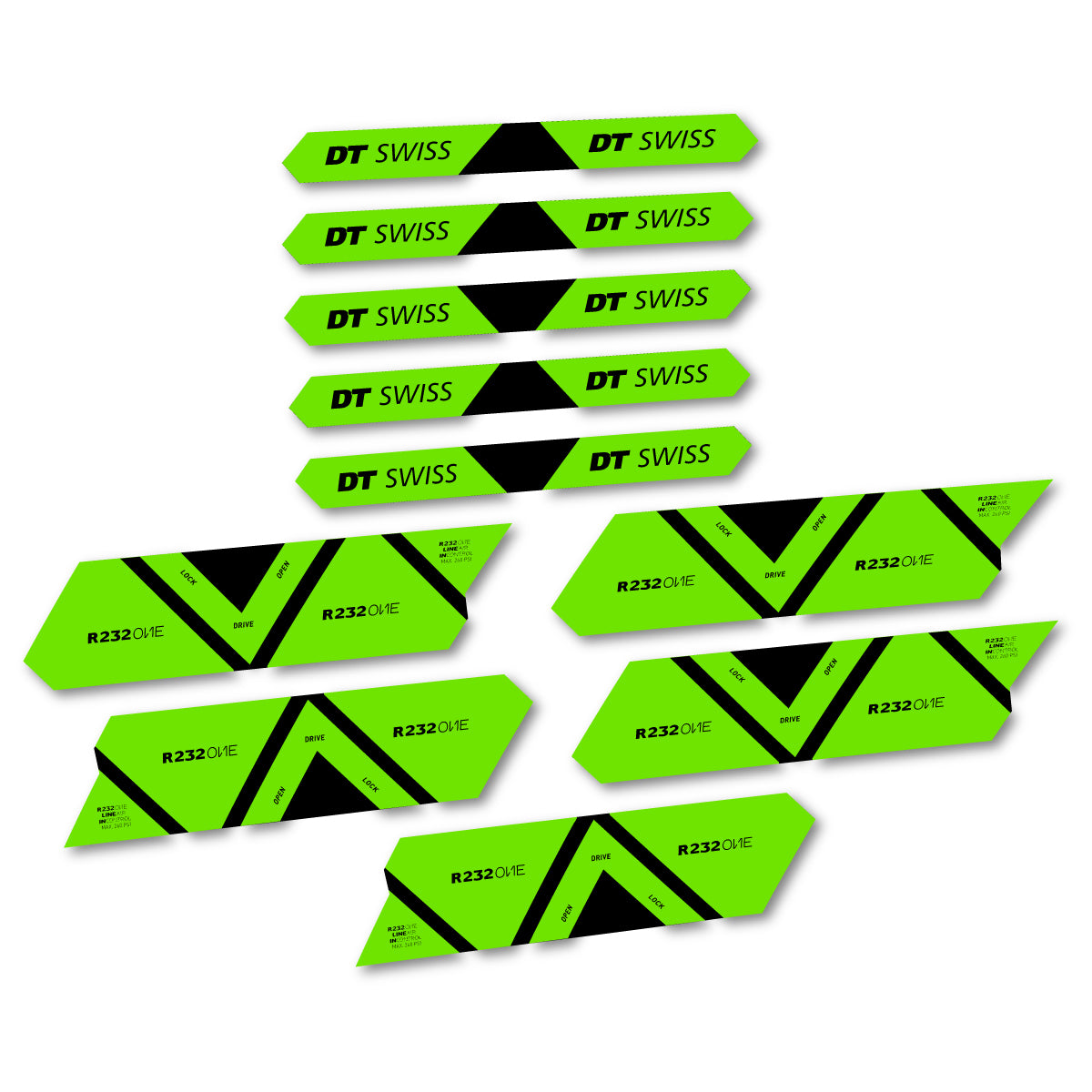Vinyl Decals for DT Swiss R 232 One 2020-2026 Shock Absorber - Apple Green