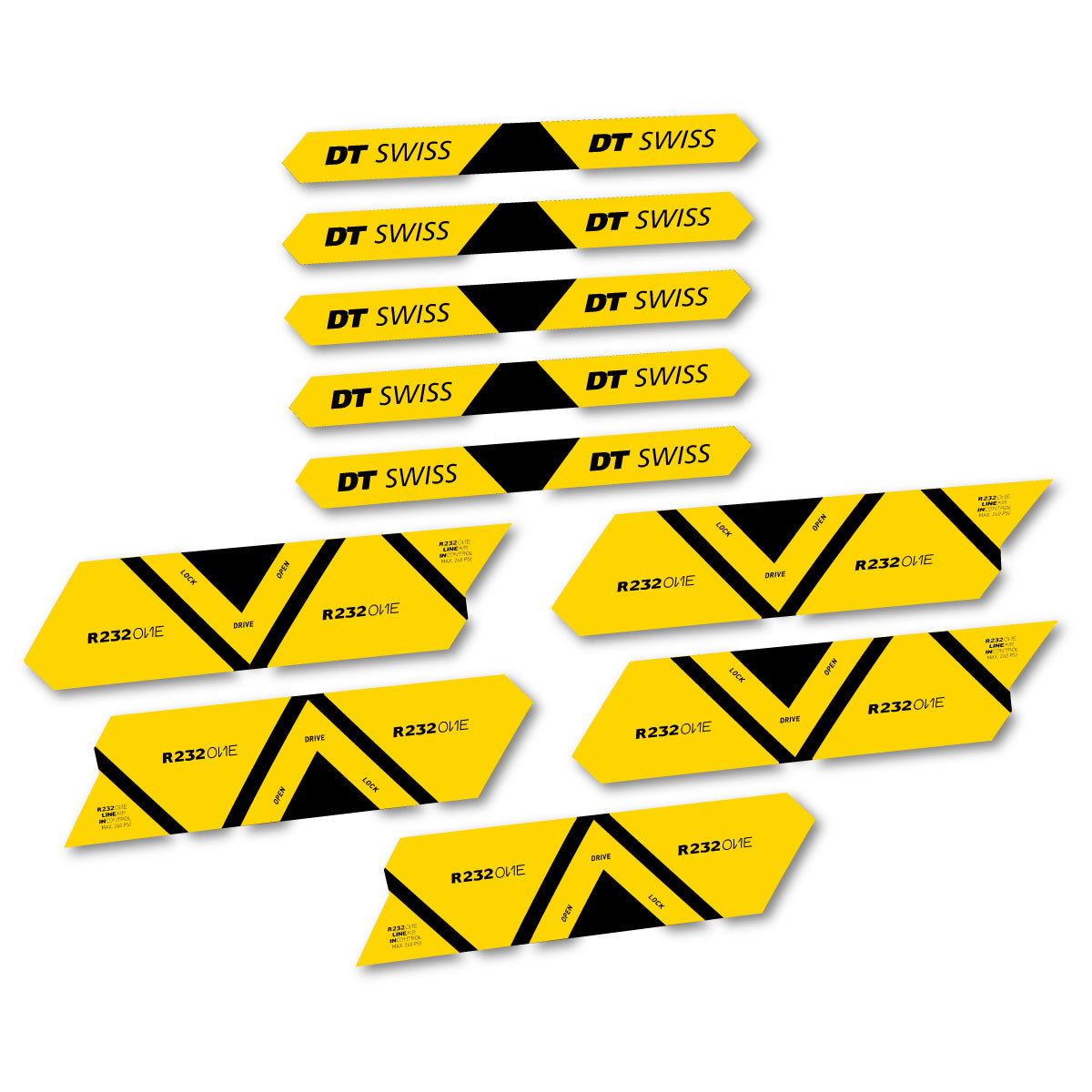 Vinyl Decals for DT Swiss R 232 One 2020-2026 Shock Absorber - Banana Yellow