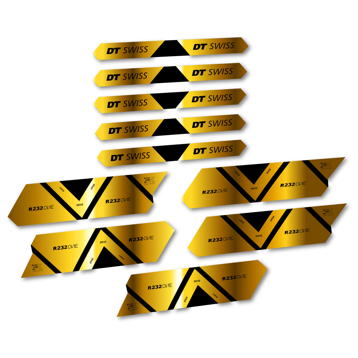 Vinyl Decals for DT Swiss R 232 One 2020-2026 Shock Absorber - Chrome Gold
