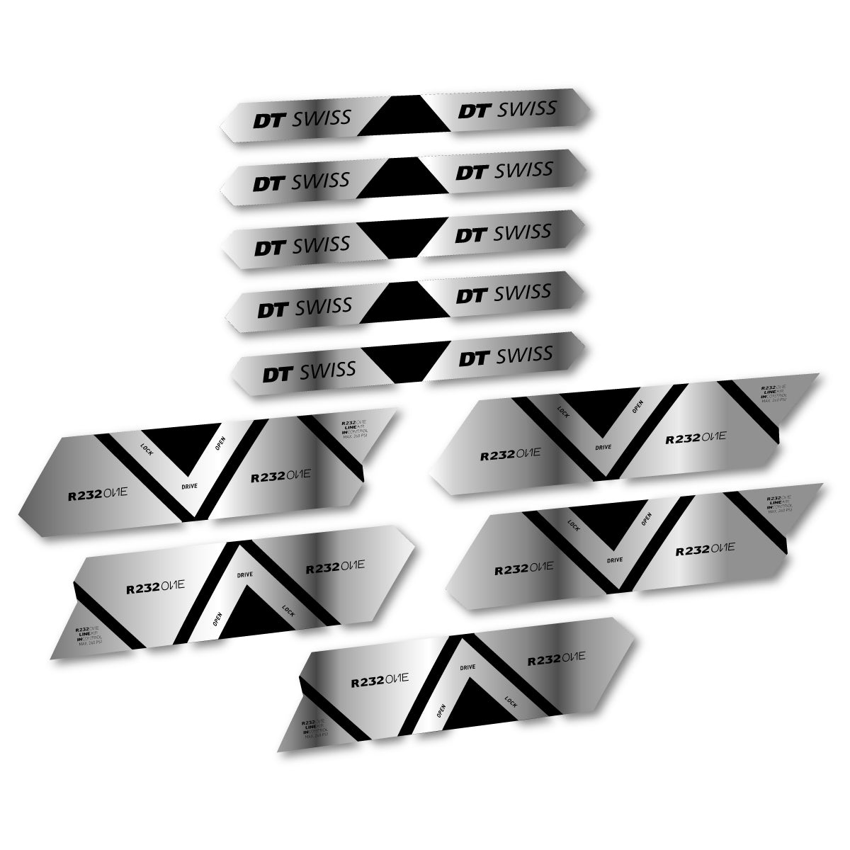 Vinyl Decals for DT Swiss R 232 One 2020-2026 Shock Absorber - Chrome Silver
