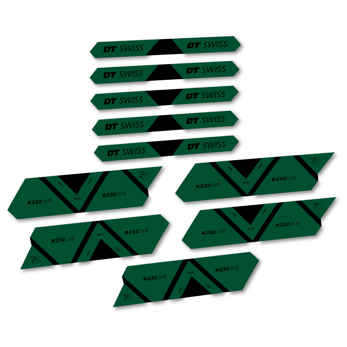 Vinyl Decals for DT Swiss R 232 One 2020-2026 Shock Absorber - Dark Green