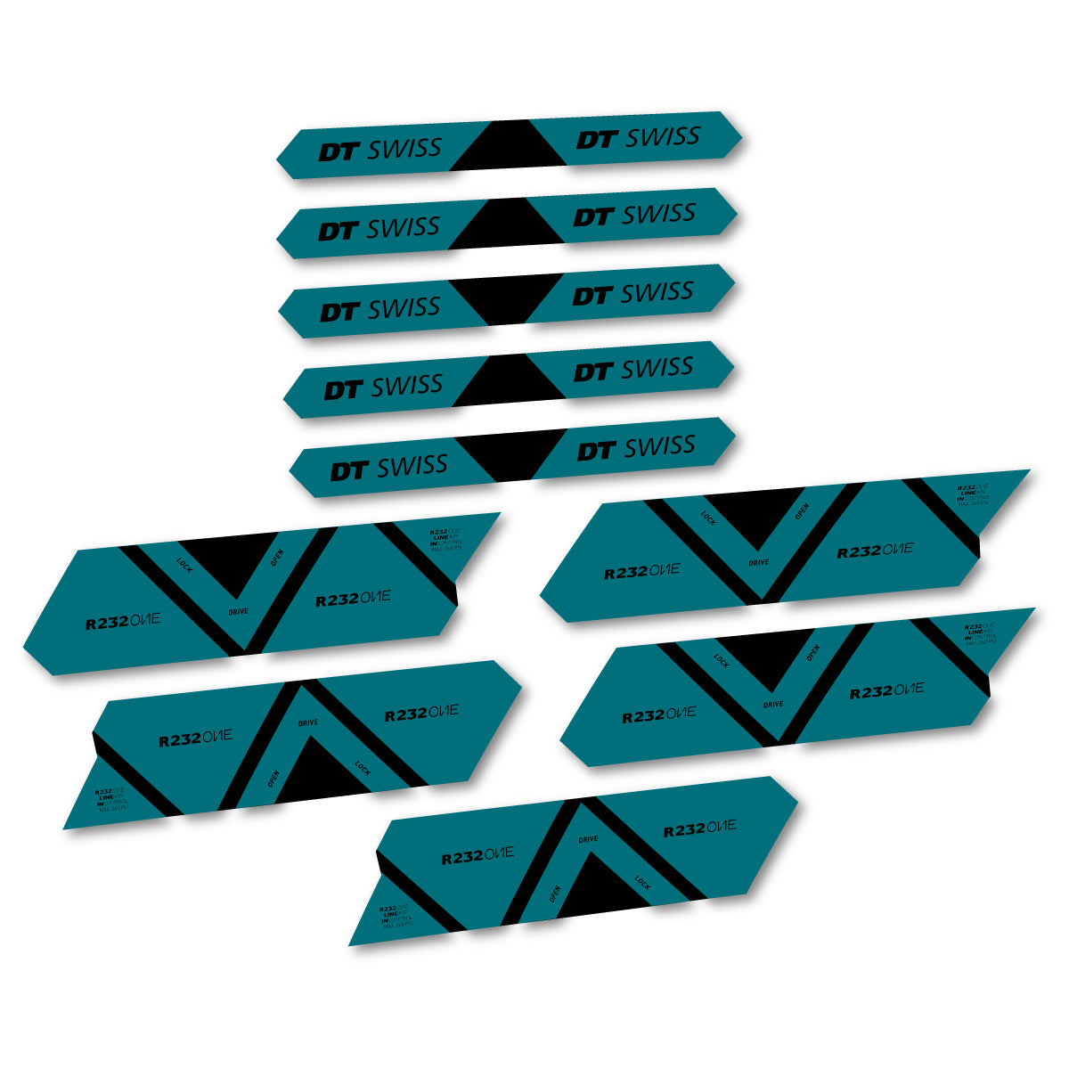 Vinyl Decals for DT Swiss R 232 One 2020-2026 Shock Absorber - Dark Turquoise