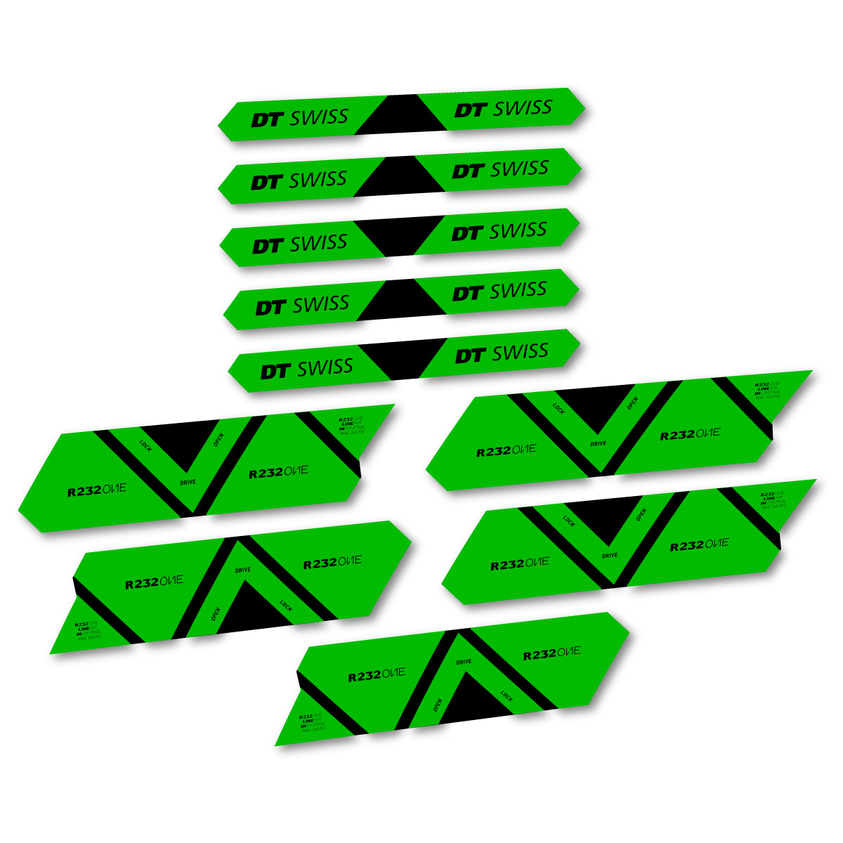 Vinyl Decals for DT Swiss R 232 One 2020-2026 Shock Absorber - Grass Green