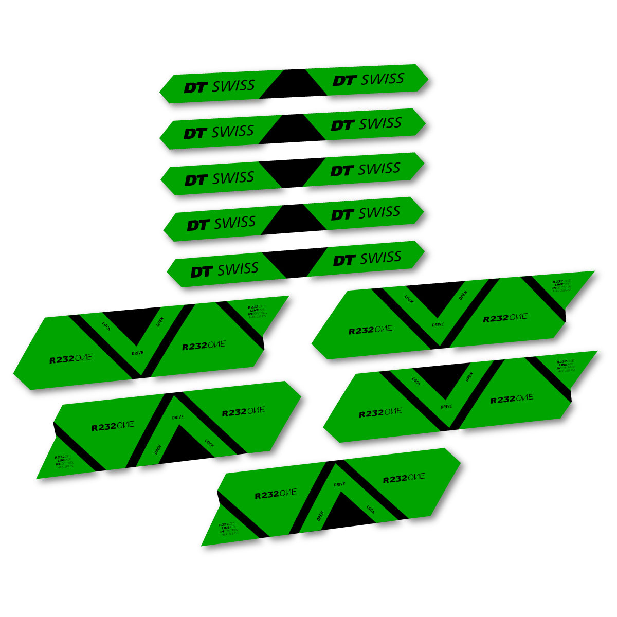 Vinyl Decals for DT Swiss R 232 One 2020-2026 Shock Absorber - Green