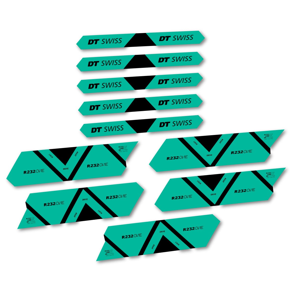 Vinyl Decals for DT Swiss R 232 One 2020-2026 Shock Absorber - Green Turquoise