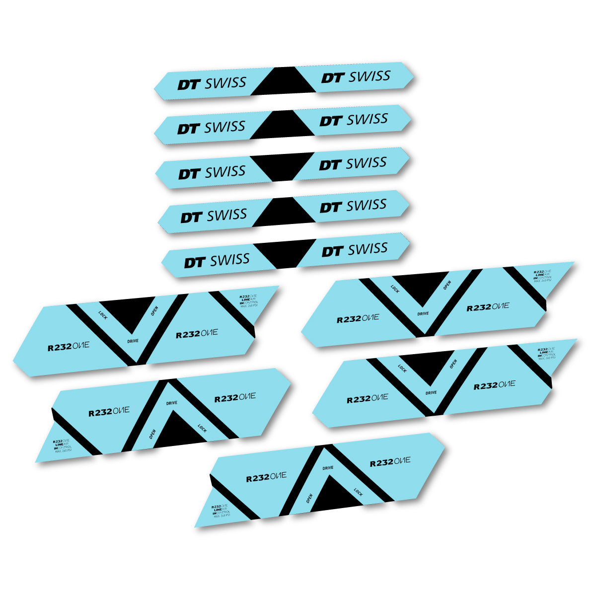 Vinyl Decals for DT Swiss R 232 One 2020-2026 Shock Absorber - Sky Blue