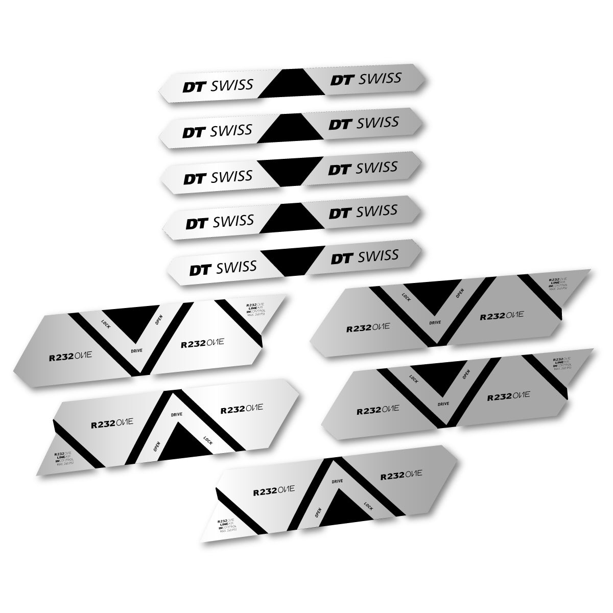 Vinyl Decals for DT Swiss R 232 One 2020-2026 Shock Absorber - Light Silver