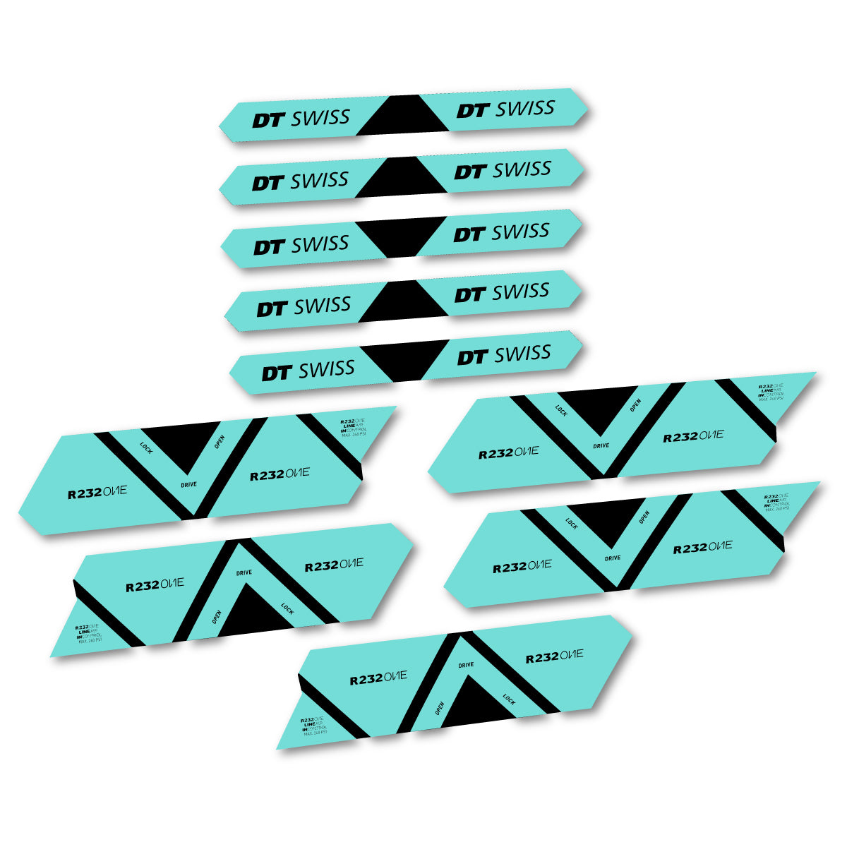 Vinyl Decals for DT Swiss R 232 One 2020-2026 Shock Absorber - Blue Green