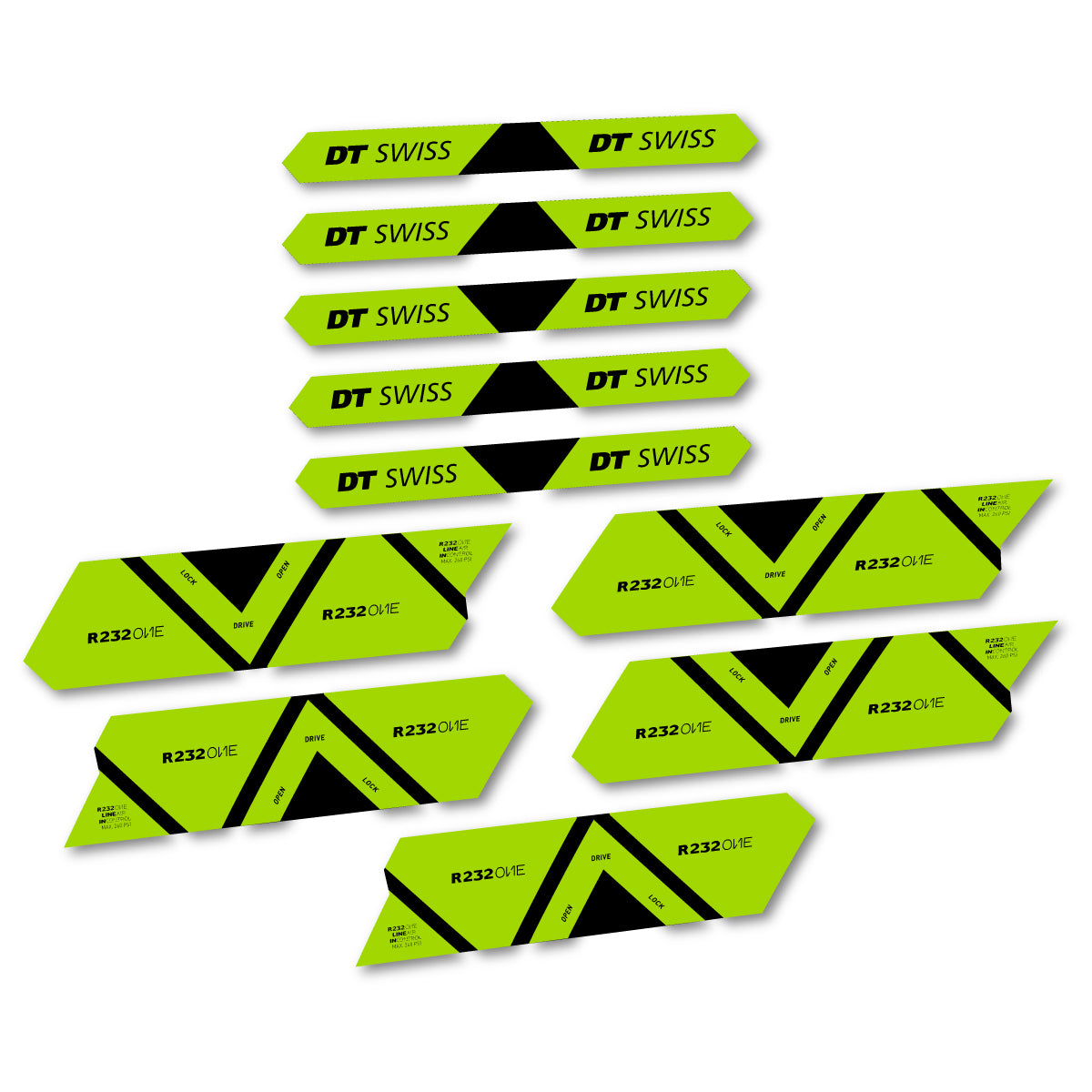 Vinyl Decals for DT Swiss R 232 One 2020-2026 Shock Absorber - Lime Green