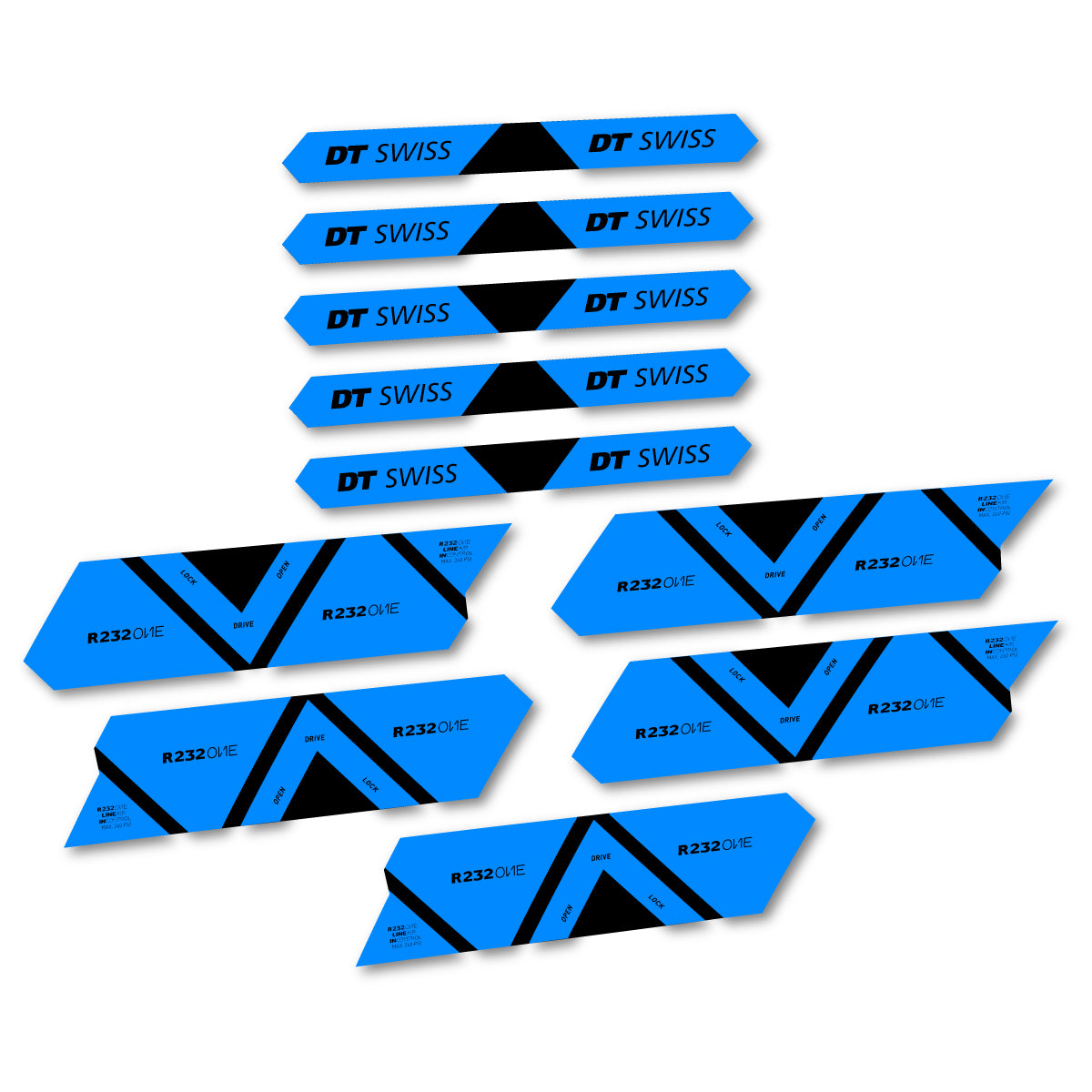 Vinyl Decals for DT Swiss R 232 One 2020-2026 Shock Absorber - Luminous Cyan