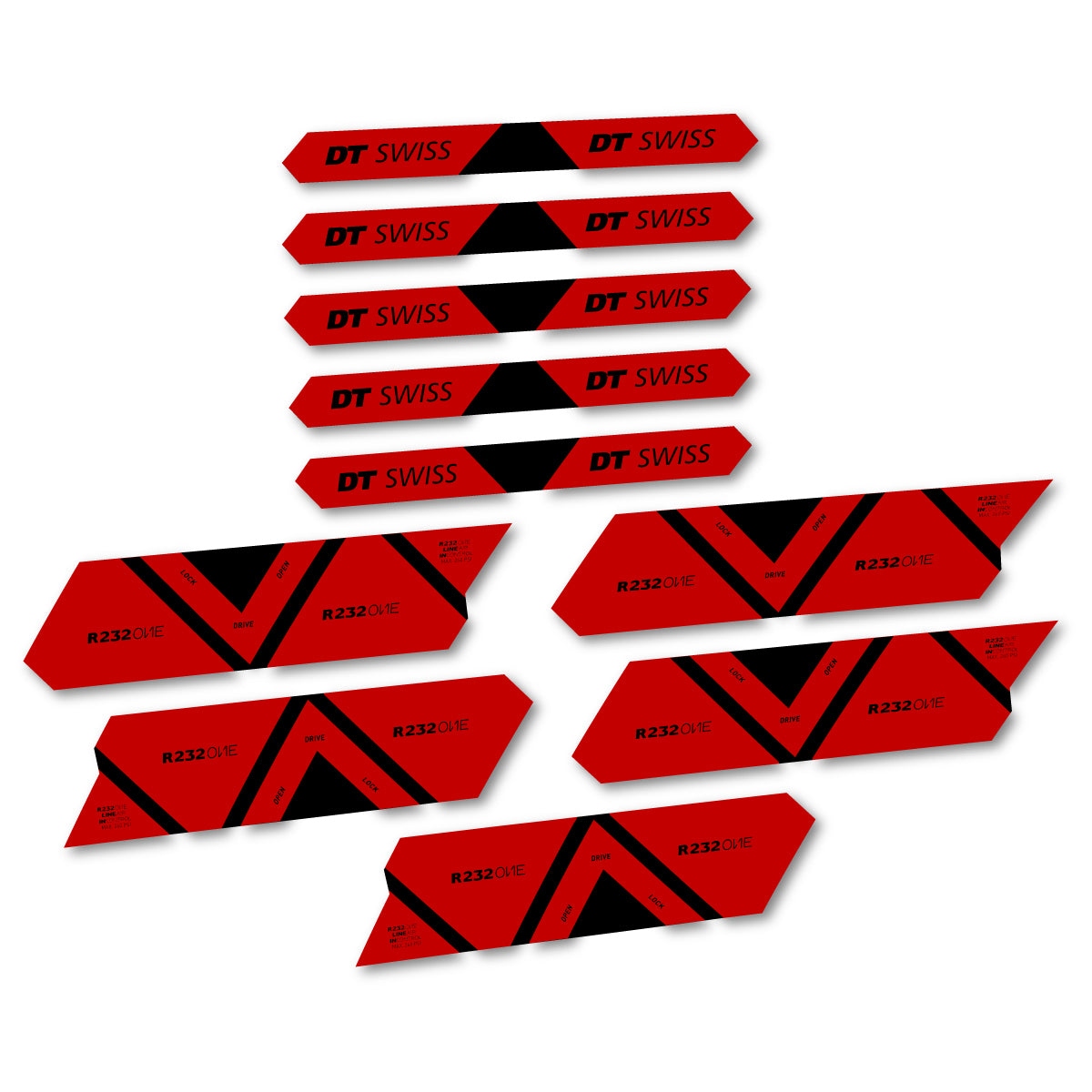 Vinyl Decals for DT Swiss R 232 One 2020-2026 Shock Absorber - Medium Red