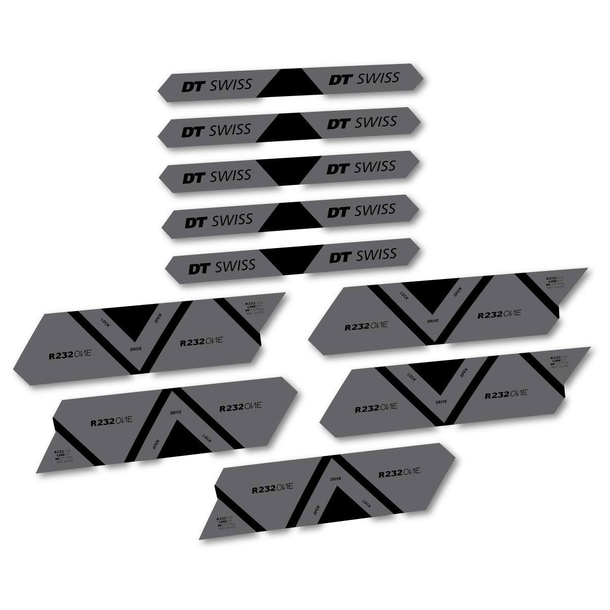 Vinyl Decals for DT Swiss R 232 One 2020-2026 Shock Absorber - Medium Grey