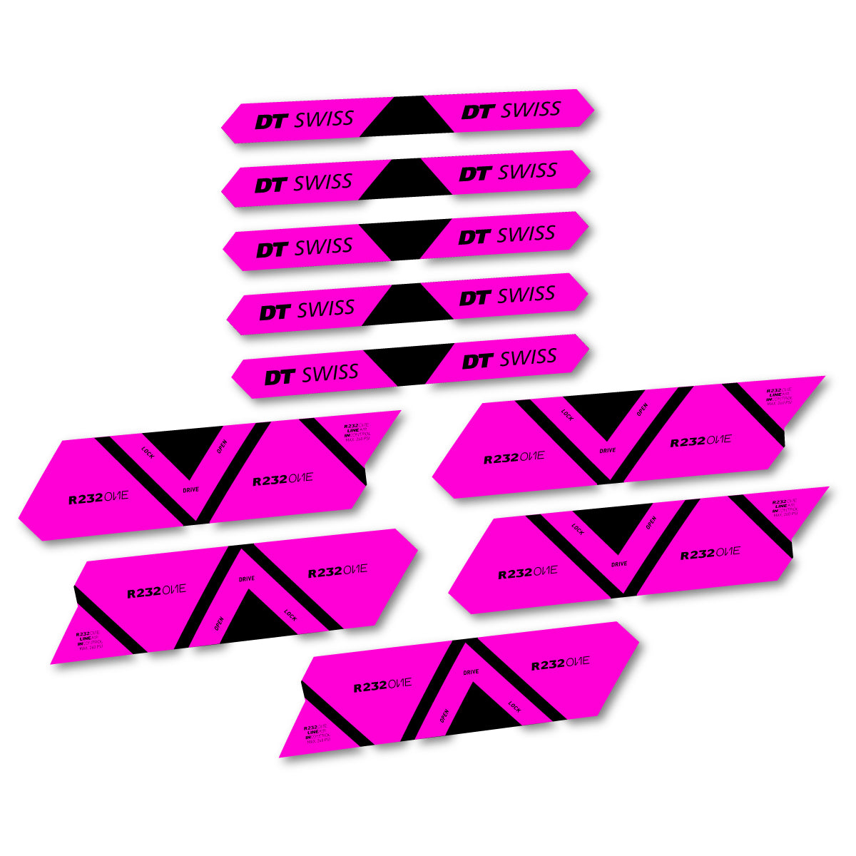 Vinyl Decals for DT Swiss R 232 One 2020-2026 Shock Absorber - Fuchsia Neon