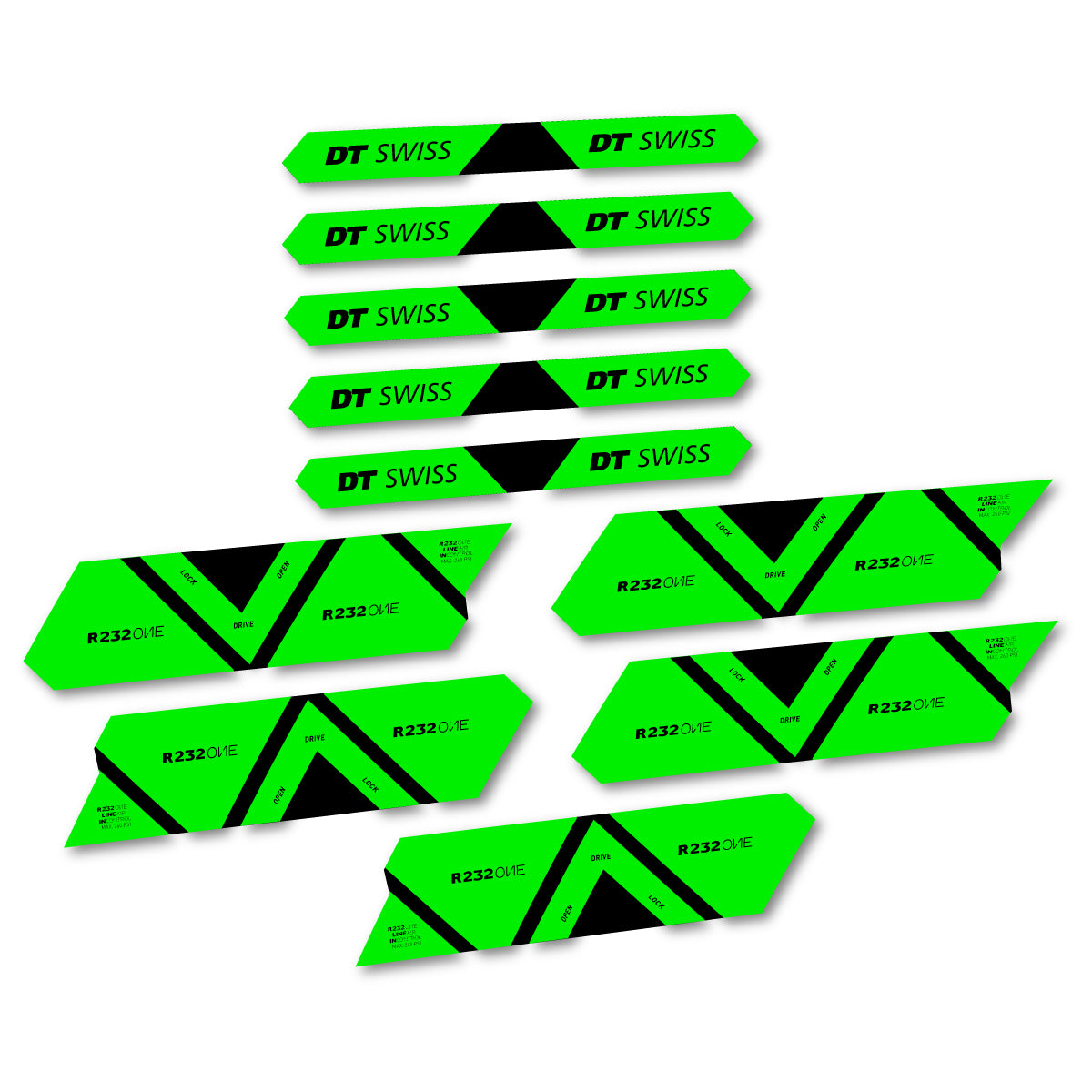 Vinyl Decals for DT Swiss R 232 One 2020-2026 Shock Absorber - Neon Green