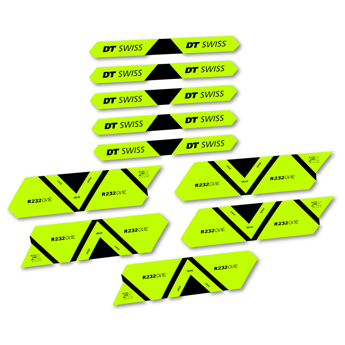Vinyl Decals for DT Swiss R 232 One 2020-2026 Shock Absorber - Lime Neon