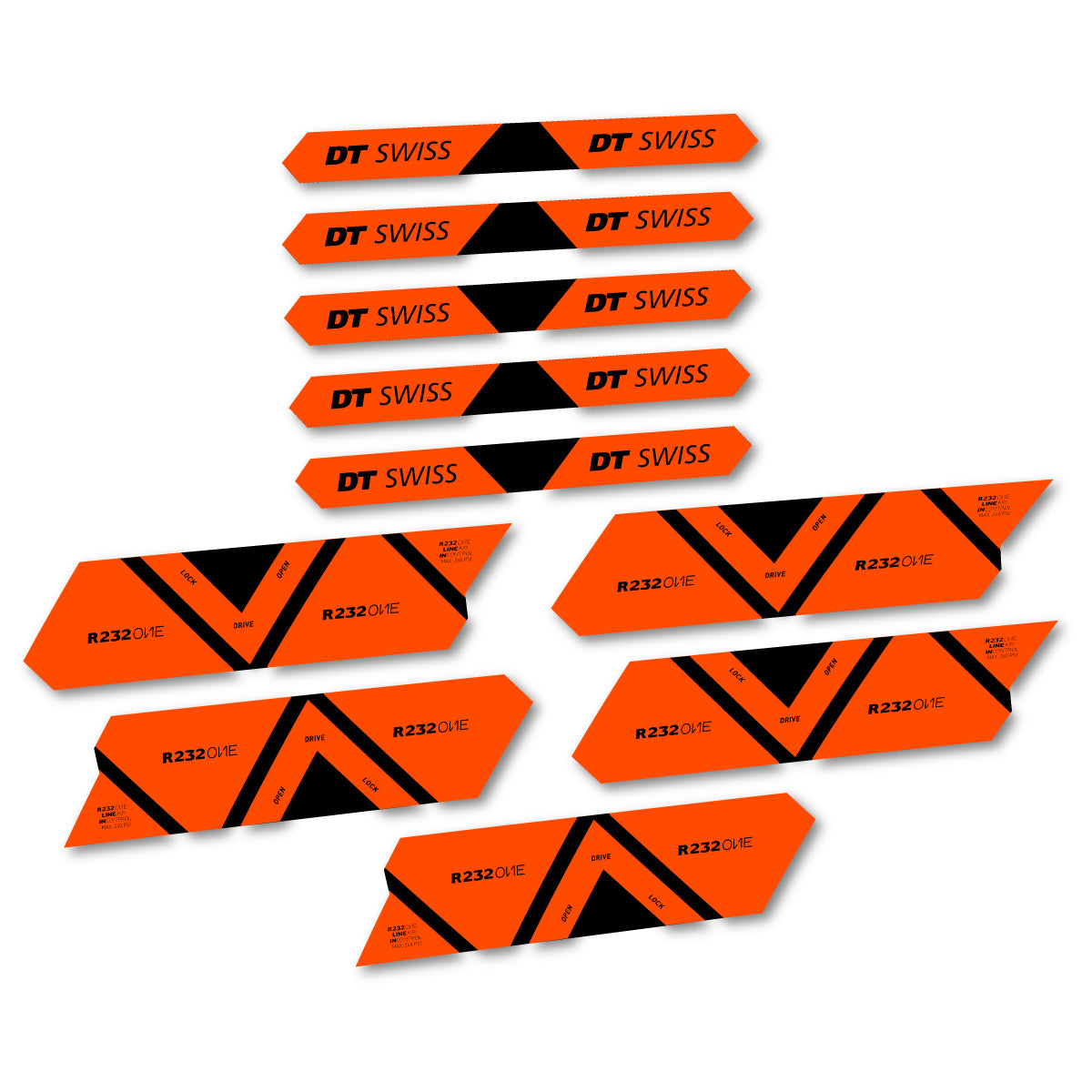 Vinyl Decals for DT Swiss R 232 One 2020-2026 Shock Absorber - Orange Neon