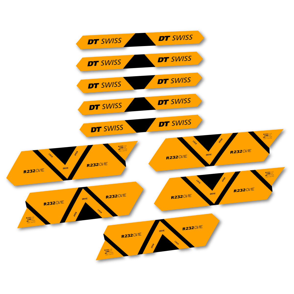 Vinyl Decals for DT Swiss R 232 One 2020-2026 Shock Absorber - Orange Yellow