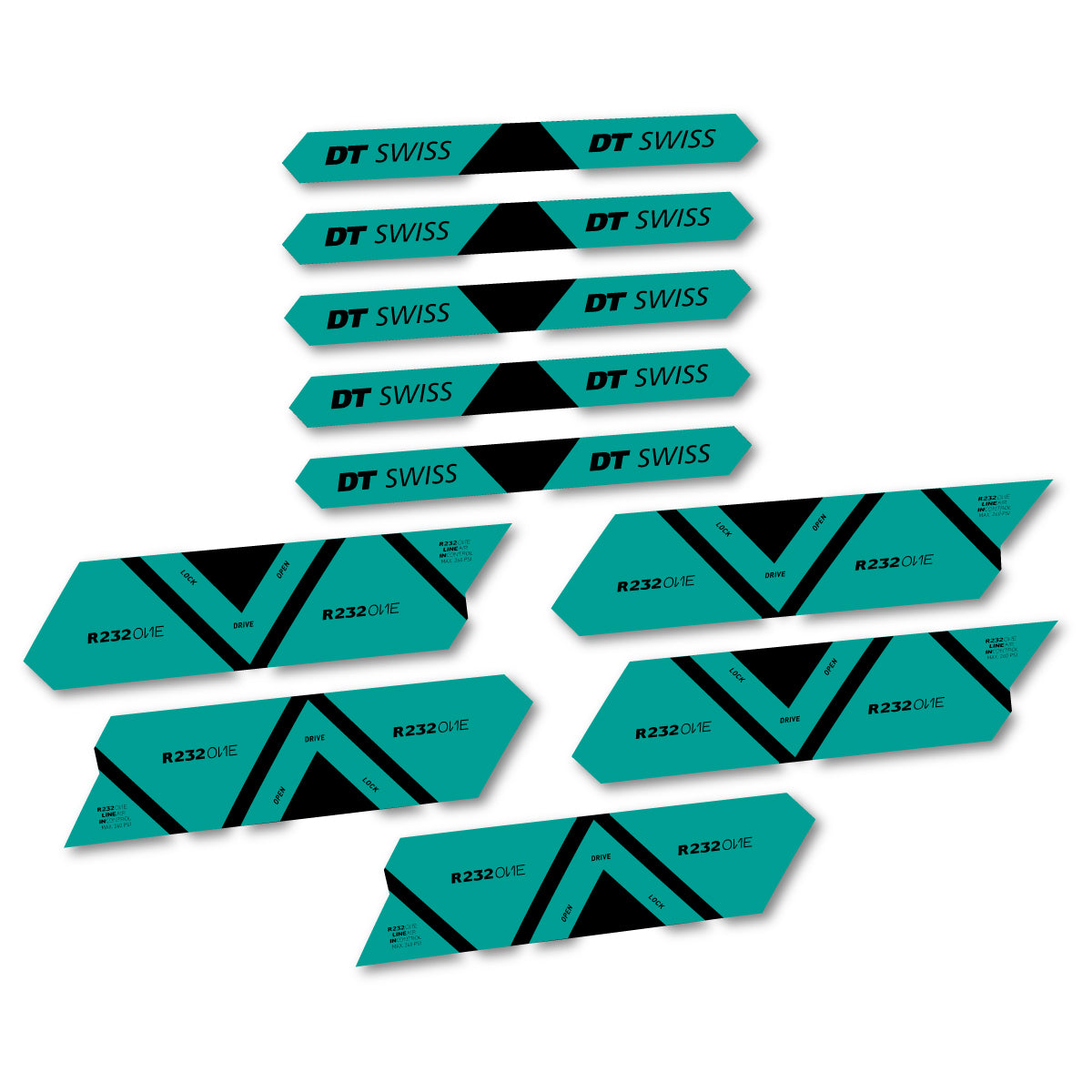 Vinyl Decals for DT Swiss R 232 One 2020-2026 Shock Absorber - Petrol Turquoise