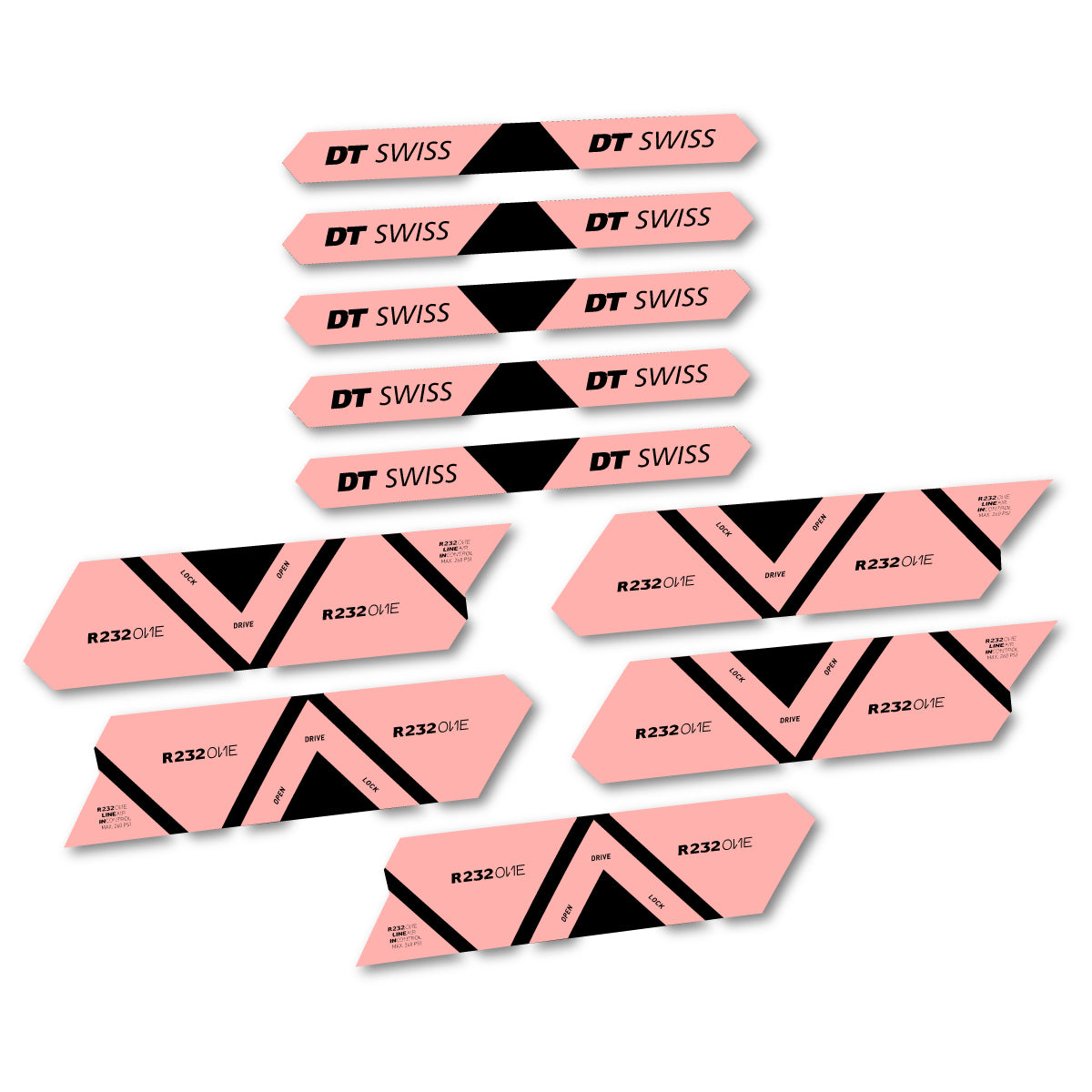 Vinyl Decals for DT Swiss R 232 One 2020-2026 Shock Absorber - Salmon Pink