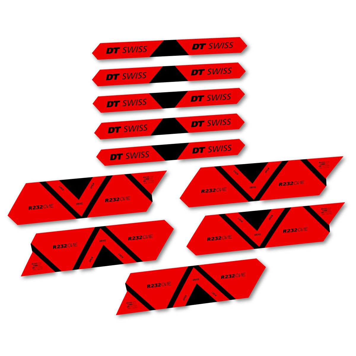Vinyl Decals for DT Swiss R 232 One 2020-2026 Shock Absorber - Red