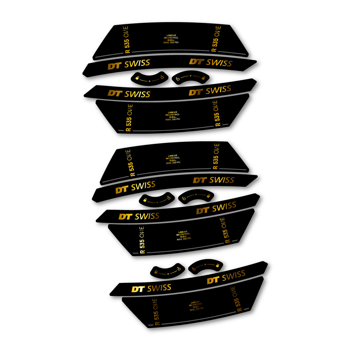 Vinyl Decals for DT Swiss R 535 One 2023-2026 Shock Absorber - Chrome Gold