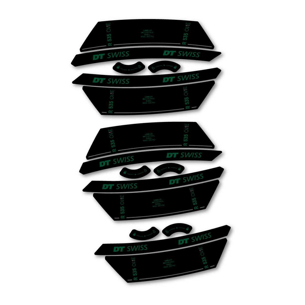 Vinyl Decals for DT Swiss R 535 One 2023-2026 Shock Absorber - Dark Green