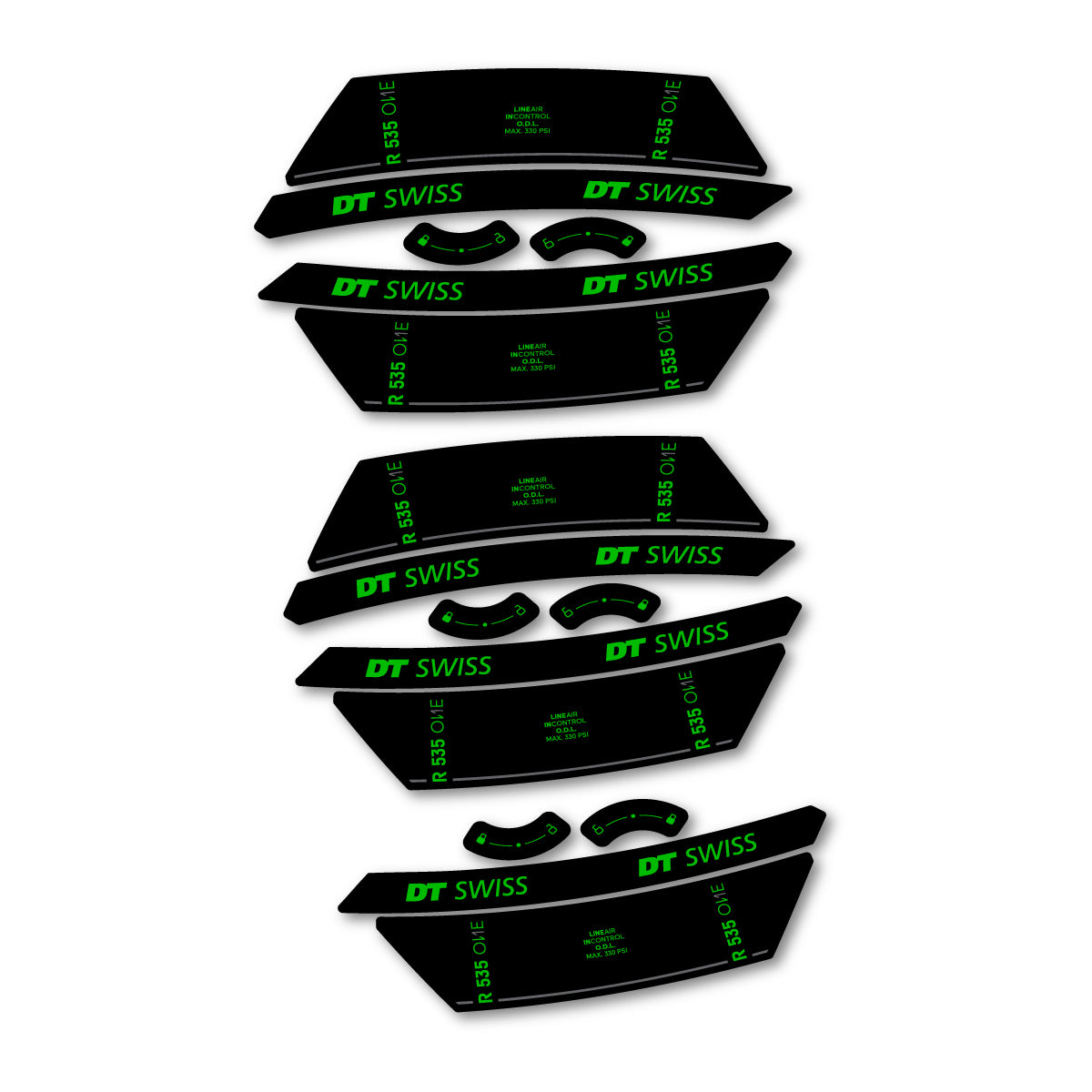 Vinyl Decals for DT Swiss R 535 One 2023-2026 Shock Absorber - Grass Green