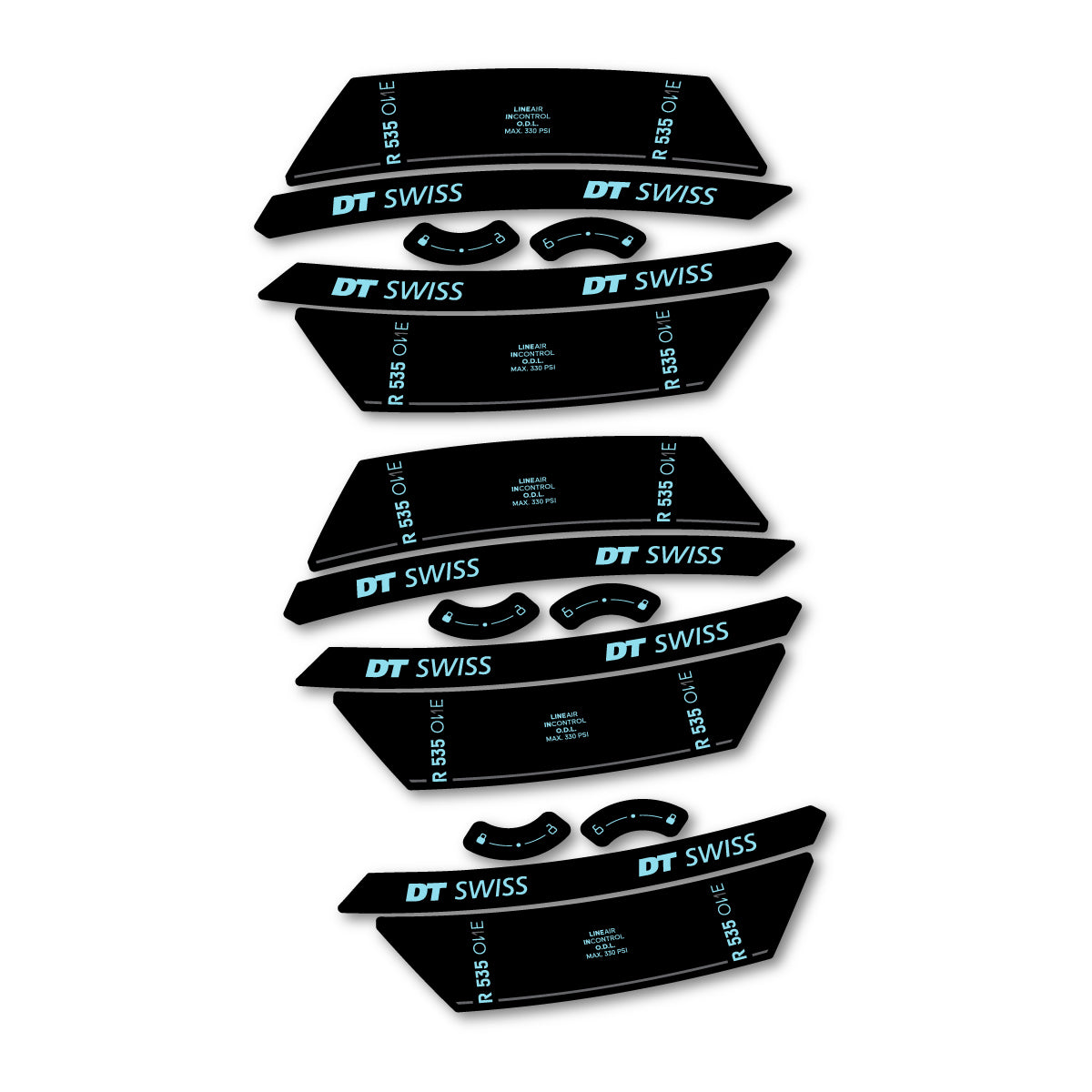 Vinyl Decals for DT Swiss R 535 One 2023-2026 Shock Absorber - Sky Blue