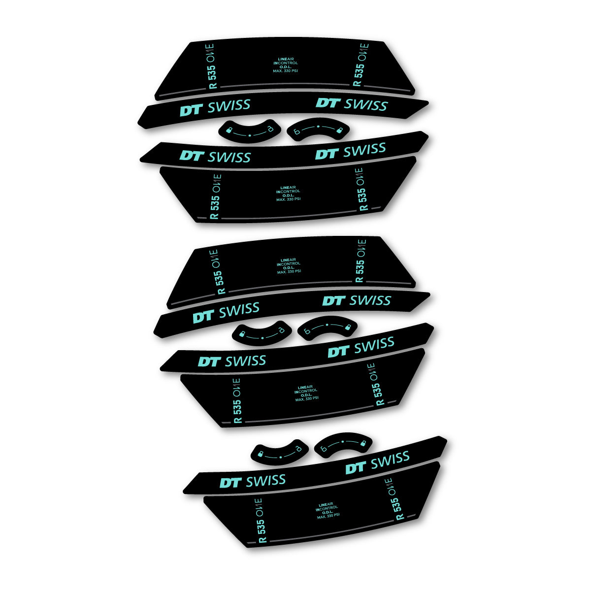Vinyl Decals for DT Swiss R 535 One 2023-2026 Shock Absorber - Blue Green