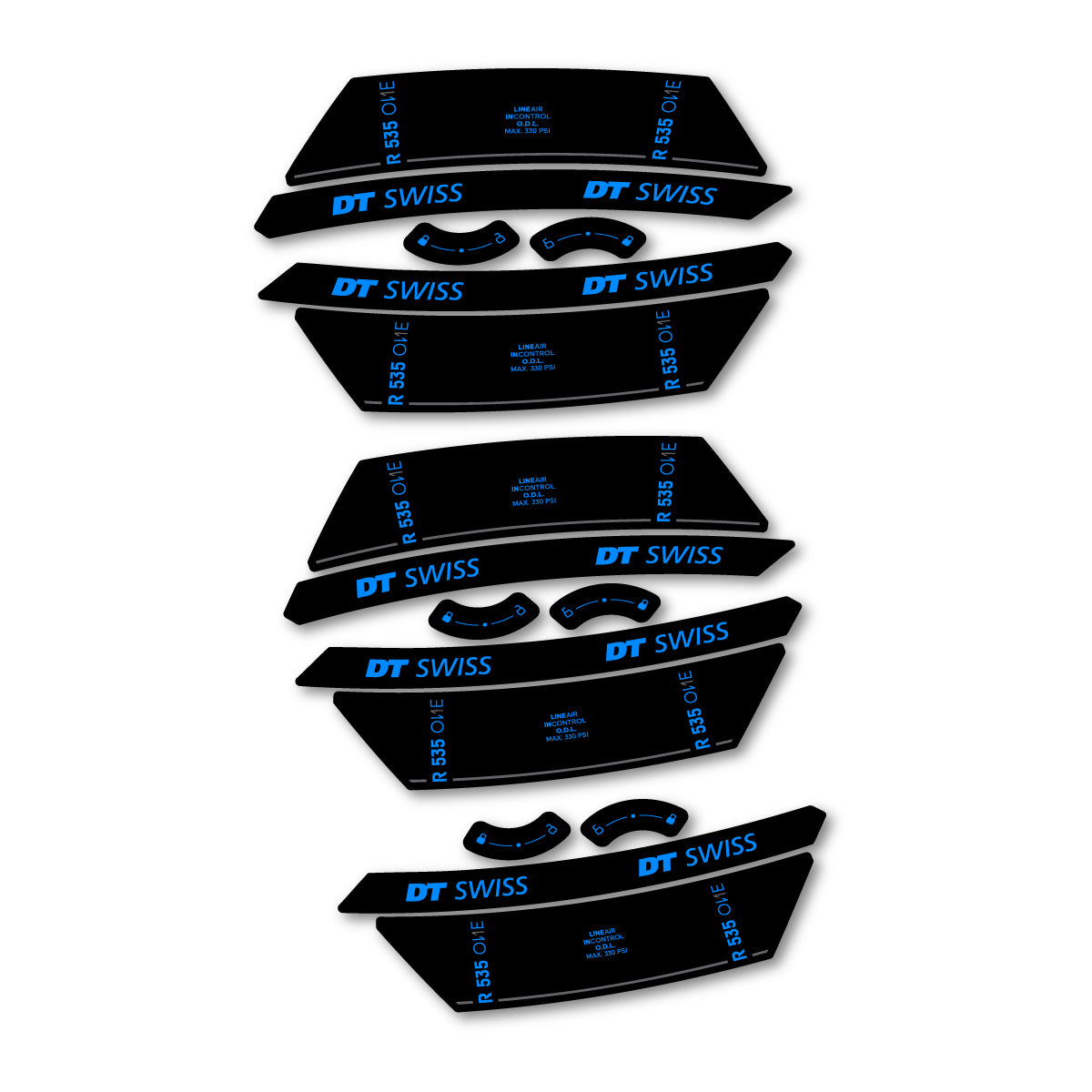 Vinyl Decals for DT Swiss R 535 One 2023-2026 Shock Absorber - Luminous Cyan