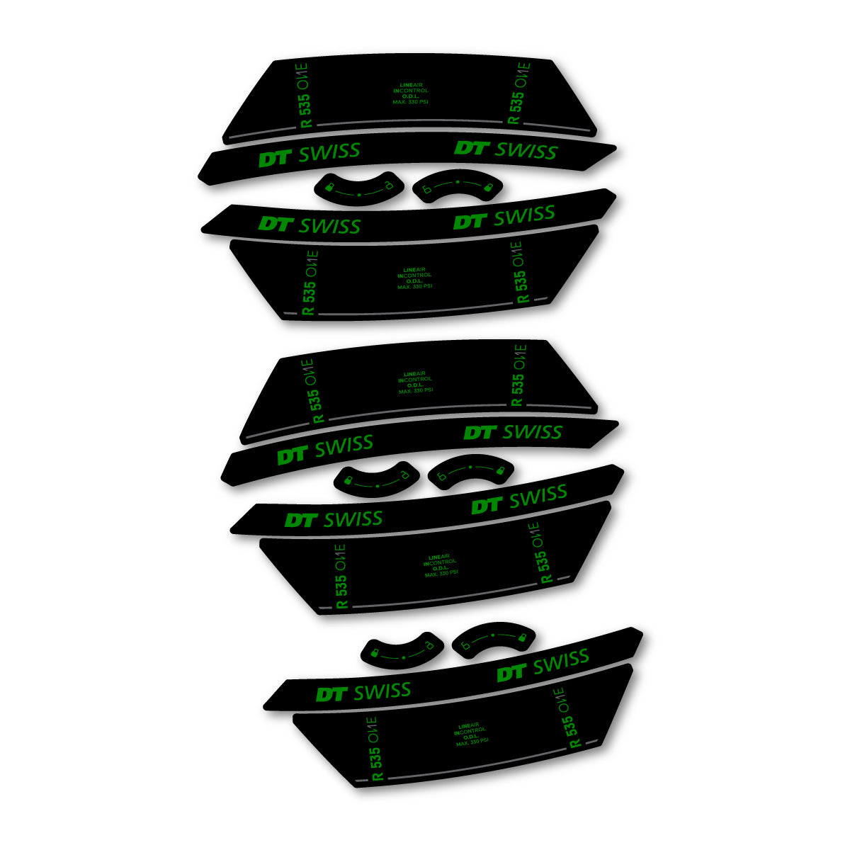 Vinyl Decals for DT Swiss R 535 One 2023-2026 Shock Absorber - Medium Green
