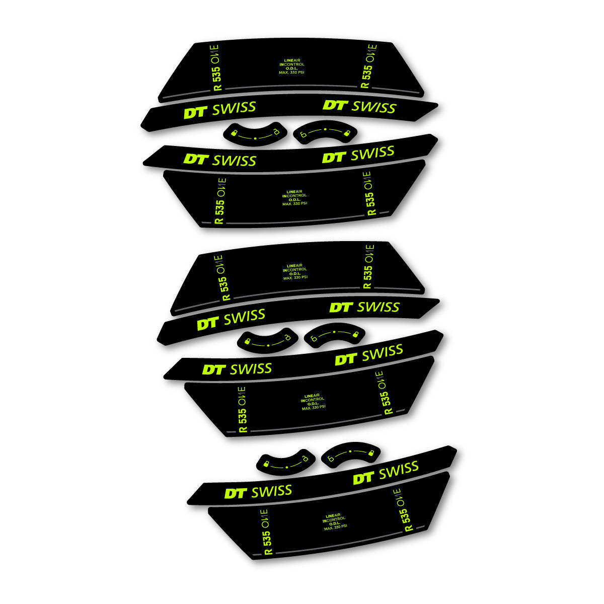 Vinyl Decals for DT Swiss R 535 One 2023-2026 Shock Absorber - Lime Neon