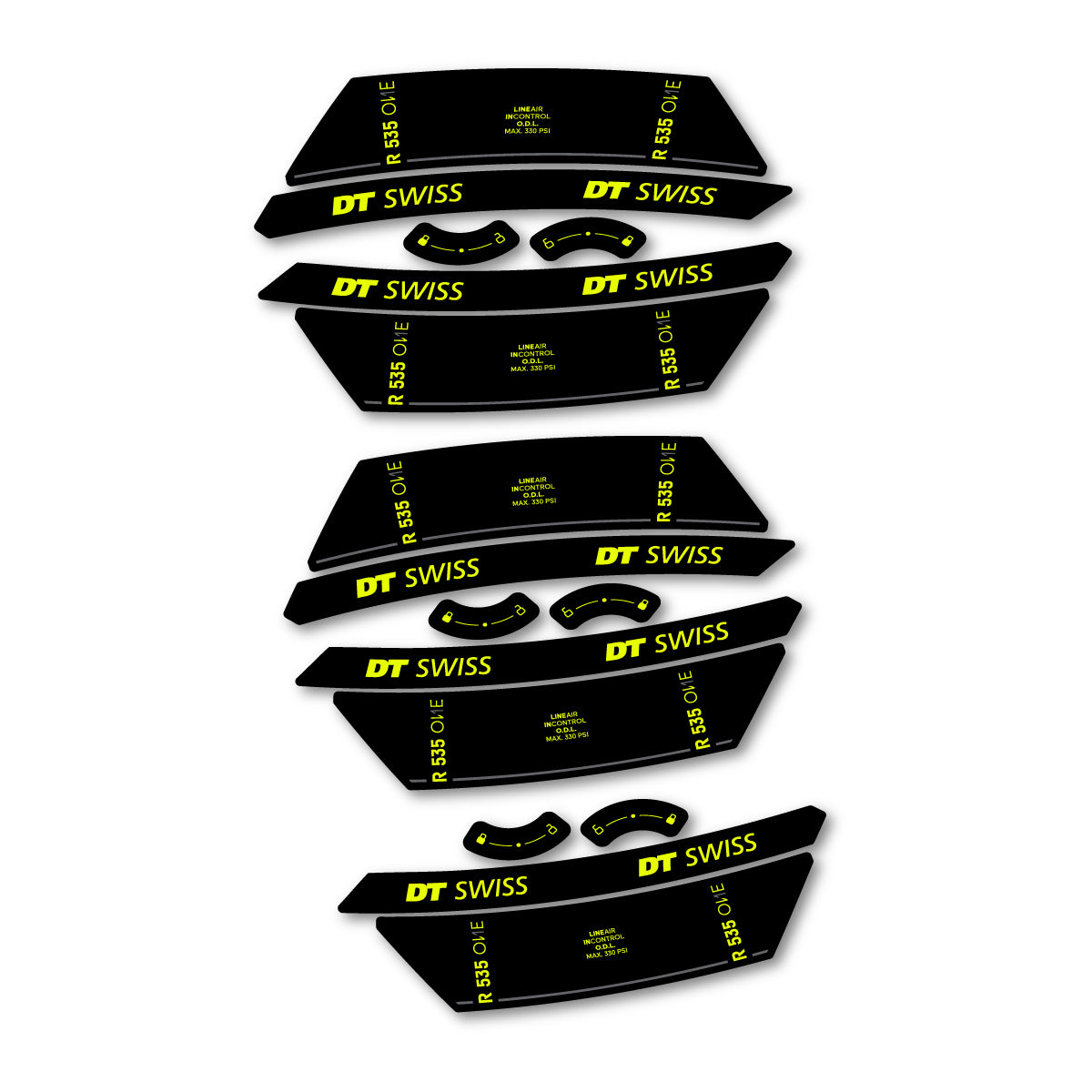 Vinyl Decals for DT Swiss R 535 One 2023-2026 Shock Absorber - Neon Yellow