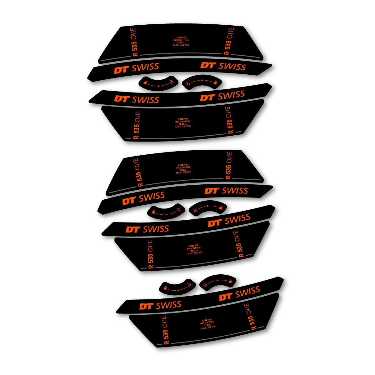 Vinyl Decals for DT Swiss R 535 One 2023-2026 Shock Absorber - Orange